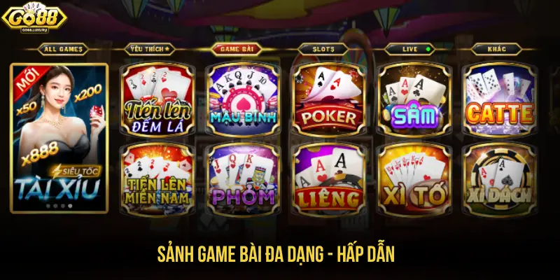 Sảnh game bài đa dạng - hấp dẫn